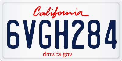 CA license plate 6VGH284