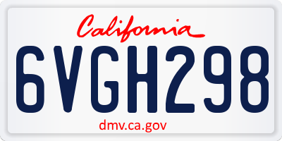 CA license plate 6VGH298