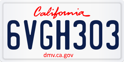 CA license plate 6VGH303