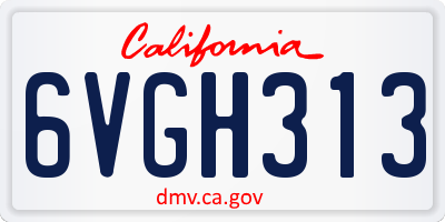 CA license plate 6VGH313