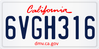 CA license plate 6VGH316