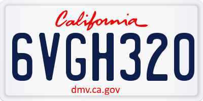 CA license plate 6VGH320