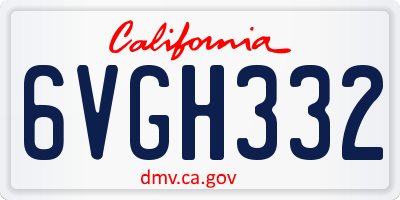 CA license plate 6VGH332