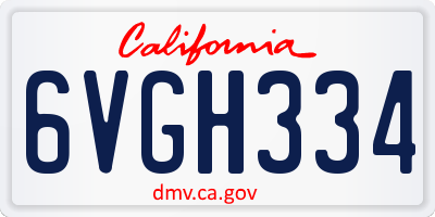 CA license plate 6VGH334
