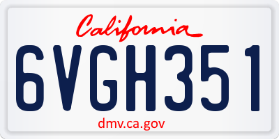 CA license plate 6VGH351