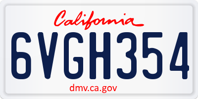 CA license plate 6VGH354