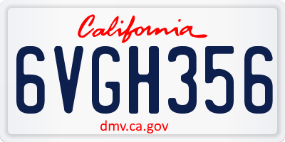 CA license plate 6VGH356