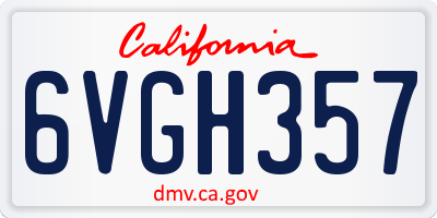 CA license plate 6VGH357