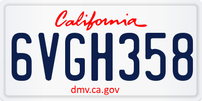 CA license plate 6VGH358