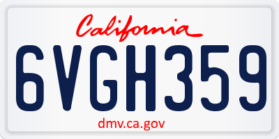 CA license plate 6VGH359