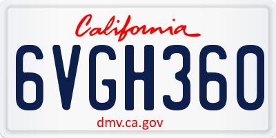 CA license plate 6VGH360