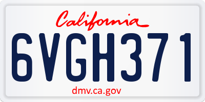 CA license plate 6VGH371