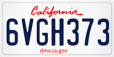 CA license plate 6VGH373