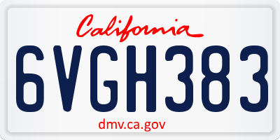 CA license plate 6VGH383