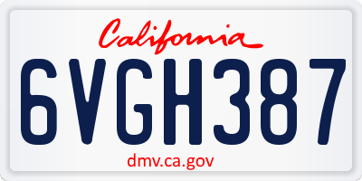 CA license plate 6VGH387