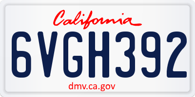 CA license plate 6VGH392
