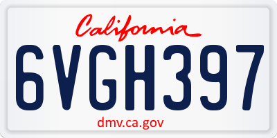 CA license plate 6VGH397