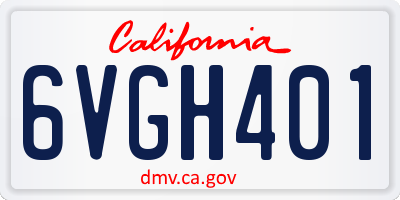 CA license plate 6VGH401