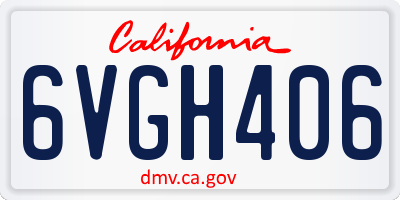 CA license plate 6VGH406