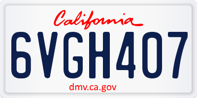 CA license plate 6VGH407