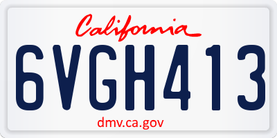CA license plate 6VGH413