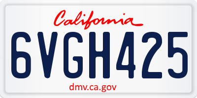 CA license plate 6VGH425