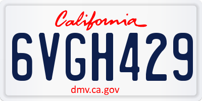 CA license plate 6VGH429
