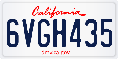 CA license plate 6VGH435