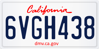 CA license plate 6VGH438