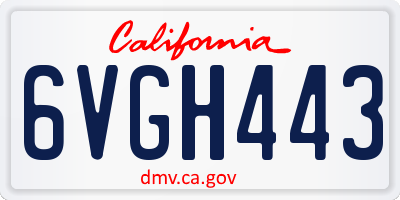 CA license plate 6VGH443