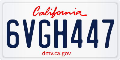 CA license plate 6VGH447