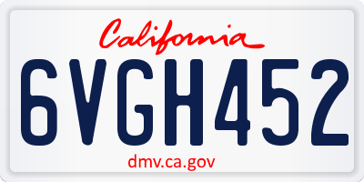 CA license plate 6VGH452