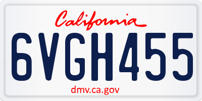 CA license plate 6VGH455