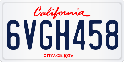 CA license plate 6VGH458