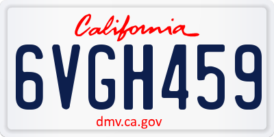 CA license plate 6VGH459