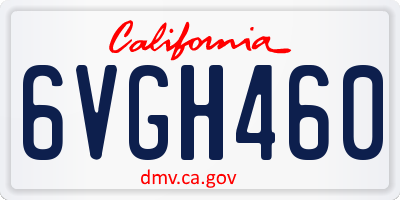 CA license plate 6VGH460