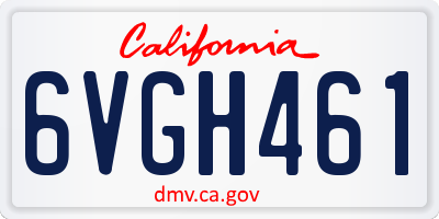CA license plate 6VGH461