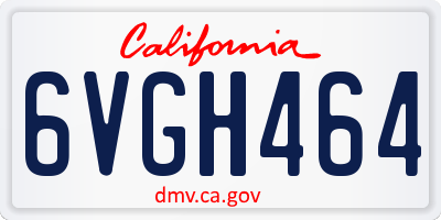 CA license plate 6VGH464