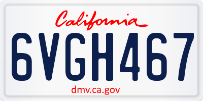 CA license plate 6VGH467