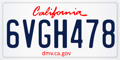CA license plate 6VGH478