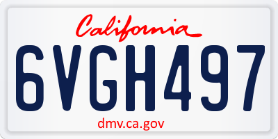 CA license plate 6VGH497
