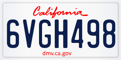 CA license plate 6VGH498