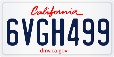 CA license plate 6VGH499