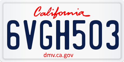 CA license plate 6VGH503