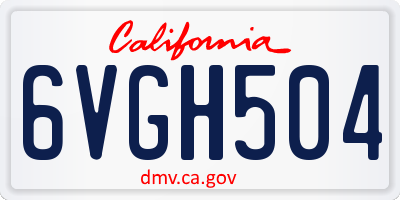 CA license plate 6VGH504