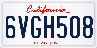 CA license plate 6VGH508