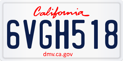 CA license plate 6VGH518