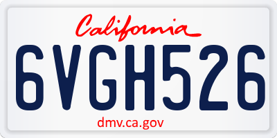 CA license plate 6VGH526