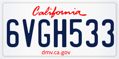 CA license plate 6VGH533
