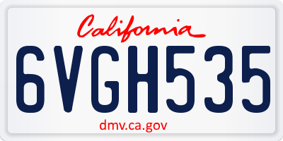 CA license plate 6VGH535